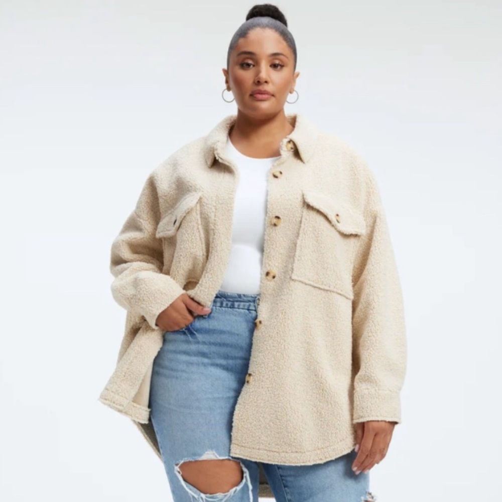 Good American Oversized Sherpa Shirt Jacket S/M